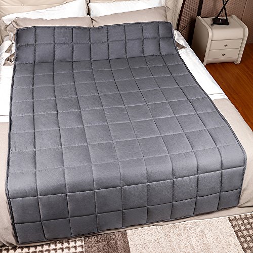Weighted Blanket for Adult with Anxiety by Anjee Therapy, 20 lbs Autism Weighted Blanket for 150-200 lbs Persons, for Better Sleep and Stress Relief, Easter Day Gift (60 x 80 Inches, Grey)