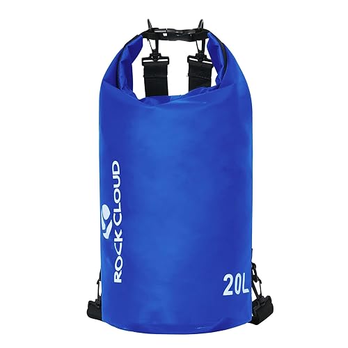 ROCK CLOUD Dry Bag Waterproof 20L Dry Sack for Kayaking Rafting Boating Beach Surfing Swimming Canoe Camping Hiking Fishing Ski, Blue