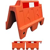Electriduct Stackable Water Fillable Traffic Safety Plastic Barricade 3 Feet Orange Polyethylene Vehicle Portable Barrier - Pack of 2