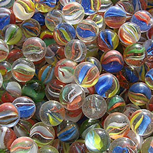 Unique & Custom {5/8" Inch} 1 Pound Of â€œRoundâ€ Clear Marbles Made of Glass for Filling Vases, Games & Decor w/ Classic Swirled Cat Eye Simple Fun Family Creative Design [Assorted Colors]