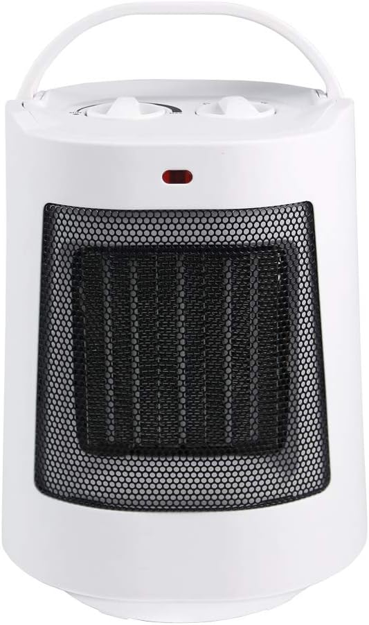 2000W Fan Heater Upright PTC Ceramic Heater Adjustable Thermostat Portable with Handle Automatic Oscillation 85 Degree for Office, Desk, Home-White