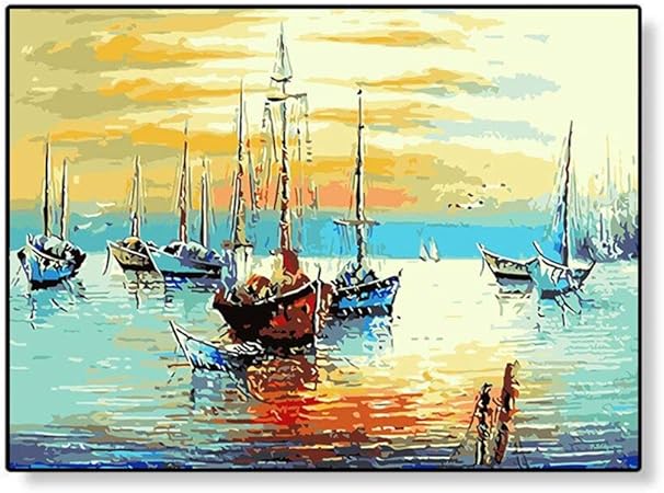 Amazon 数字で描くdiy油絵の具船海のヨット静物キャンバス結婚式の装飾アート画像ギフト絵画キャンバスアクリル絵の具 40x50cmフレームなし 絵具 通販