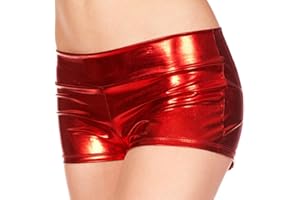 Women's Metallic Shorts Shining Low Waist Shorts Dance Festival Bottoms Faux Leather Clubwear Gifts