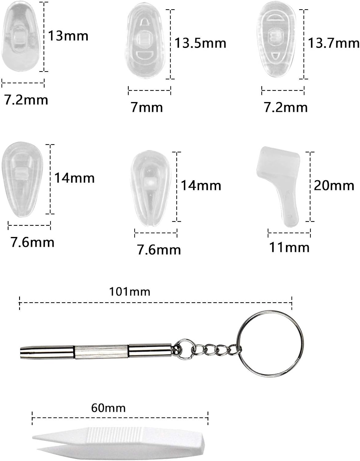 Occhiali di sicurezza Transparent Kit di Riparazione Occhiali con  Cacciavite Antiscivolo per Occhiali e Occhiali da Sole Naselli ad Aria 5  tipi Naselli per Occhiali Antiscivolo 25 Paia Naselli Occhiali in Silicone
