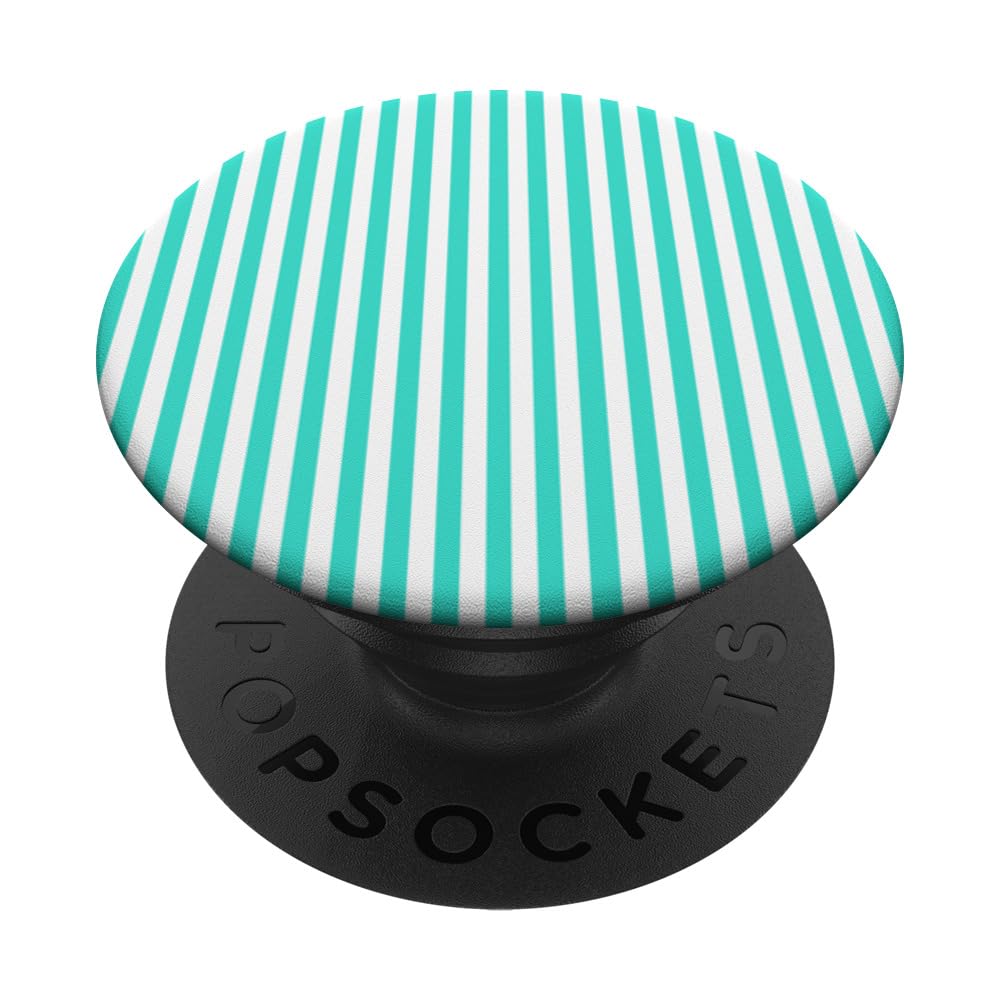 Cute Turquoise and White Striped Vertical Lines Minimalist PopSockets Swappable PopGrip