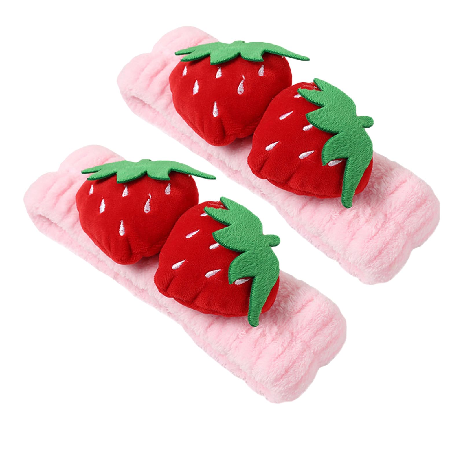 2PCS Cute Strawberry Headbands Washing Face Shower Hairbands Hair Band Hairhoop Elastic Spa Yoga Sports Headwraps Hair Accessories(Pink)