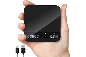 ERAVSOW Mini Coffee Scale with Auto Timing, Rechargeable Espresso Scale with Timer, 2kg/0.1g High Precision Scale for Espresso and Pour-Over Coffee