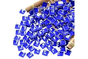FAIRUO Mosaic Tiles Squares Dark Blue Crystal Mosaic Glass Tile for Crafts Bulk DIY Picture Frames Handmade Jewelry Coasters Art Material Decoration,1x1cm,100 Pieces