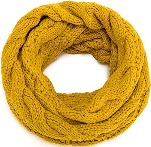 MOTINE Women's Winter Thick Ribbed Knit Warm Circle Loop Infinity Scarf (Yellow)