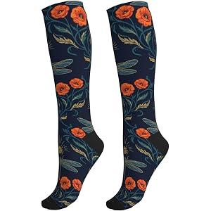 AIMASTZ Witchy Moth Compression Socks For Women Men, Knee High Stockings For Running Travel Nurse Athletic Cycling
