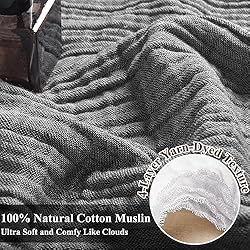 PHF 100% Cotton Muslin Throw Blanket 50" x