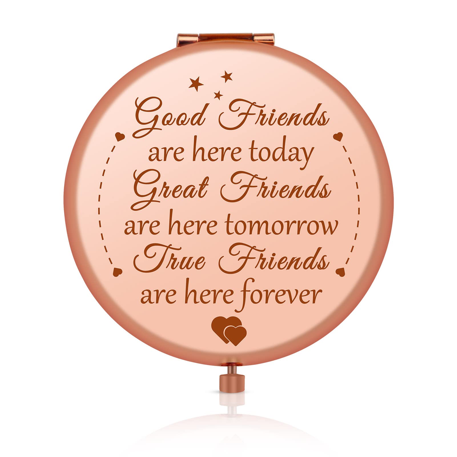Friendship Gifts for Women Girl Christmas Birthday Gifts for Best Friends Rose Gold Compact Mirror Wedding Gifts for BFF Bestie Graduation Gifts for Sister Thanksgiving Gifts Good Friends Gifts