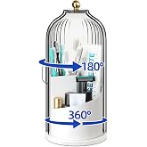 Dustproof Toothbrush Holders with Cover for Bathrooms, Tooth Brush Holder | Rotating Covered Toothpaste Organizer for Bathroom Counter, Enclosed Dust Proof Makeup Brush Holder with Sliding Lid/Covers