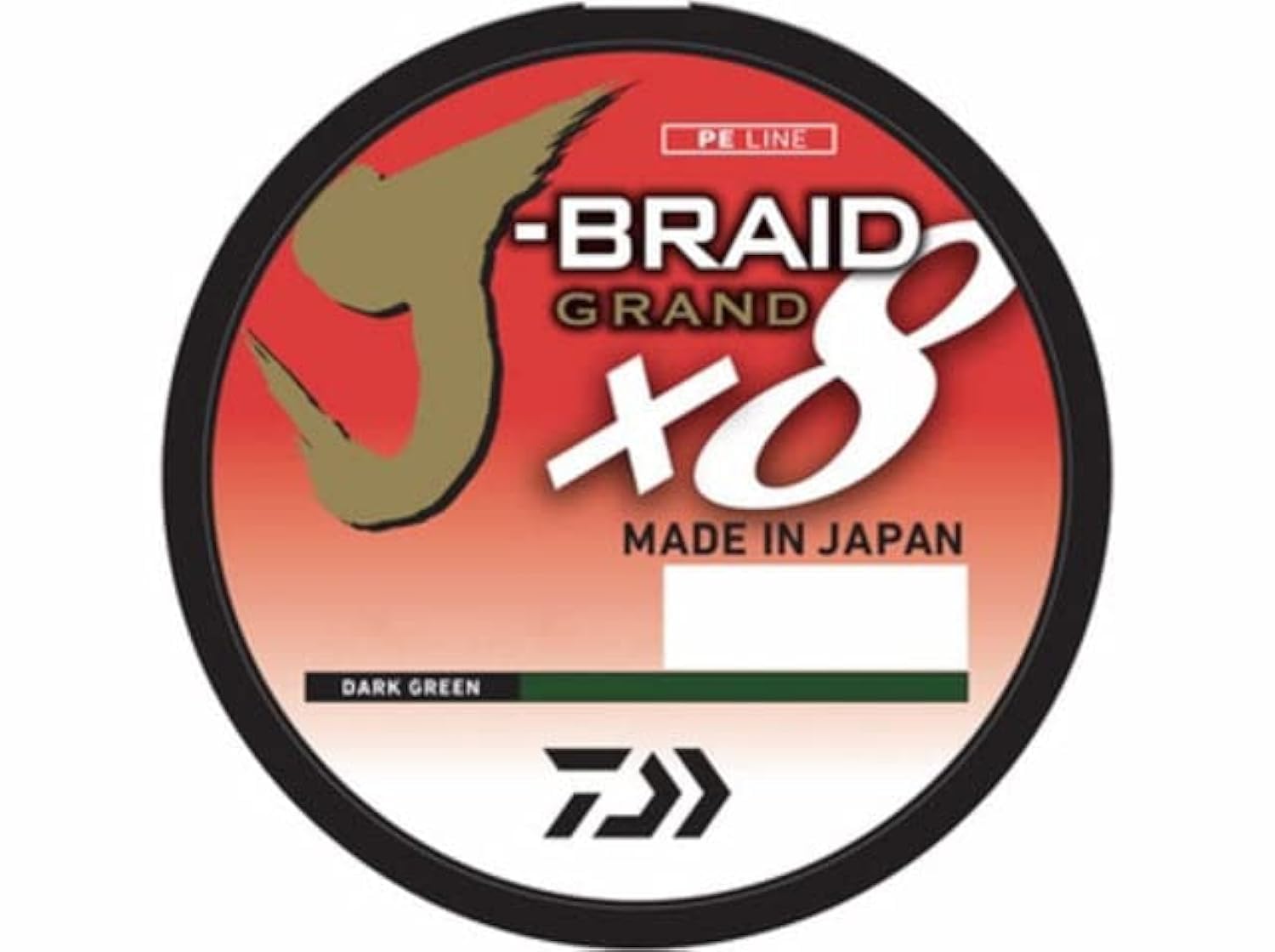 Daiwa JBGD8U65-150DG J-Braid Grand 8X Filler 150yds 65 lb. Test Fishing Line, Dark Green