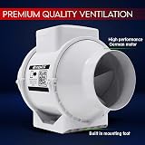 VENTS 100mm Inline Bathroom Fan Kit LED Light Timer 187 m3/hr 32dB IPX4 Ducting view 2