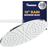 HammerHead Metal Rain Shower Head Large 12 Inch High Pressure Rainfall | Ceiling Mounted Large Overhead Showerhead, High Flow for Any Bathroom, 2.5 GPM, Chrome