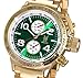 Konigswerk Mens Gold Tone Wrist Watch Metal Band Green Dial Large Face Multifunction Day Date AQ101100G