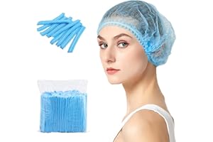 200 PCS Disposable Nonwoven Bouffant Caps Hair Net Cap Free Size Elastic Cap, TIE-DailyNec Non-Woven Strip Cap for Food Servi