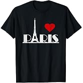 Paris Eiffel Tower Gifts I Love Paris Fan Heart T-Shirt