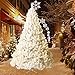 Goplus 8ft Artificial White Christmas Tree Xmas Pine Tree with Solid Metal Legs Perfect for Indoor and Outdoor Holiday Decoration