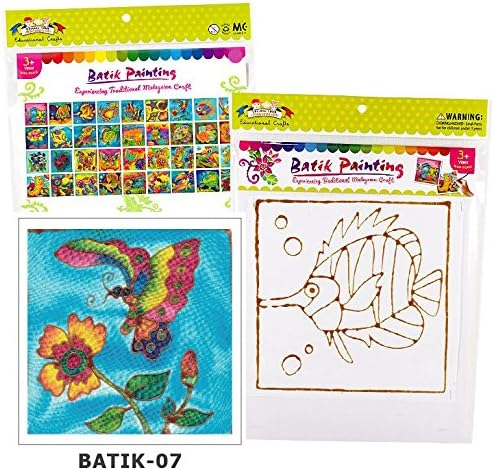 Creating your Own Batik Painting Kit Hand Printing Craft for Children, Girls and Boys with Batik-07 Flower and Butterfly Design