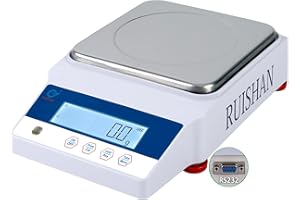 RUISHAN Large Range 10kg x 0.1g Precision Lab Balance Scale Grain/Gram Scale Scientific Scale Calibrated Scale Industrial Laboratory Weighing and Counting Scale Table Top Scale | for Lab, Jewelry