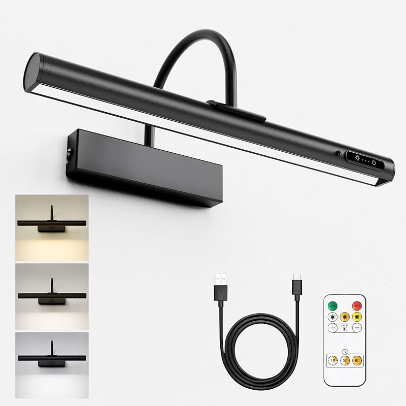 HARPER LIVING Rechargeable Picture Light with Remote 3 Color Temps 4000mAh