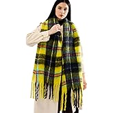 GXIHOUSLGC Wool Scarf for Women & Men,Long Shawl Winter Cold Weather Warm Thick Tassel Blanket Scarfs,Colorful Plaid Scarves