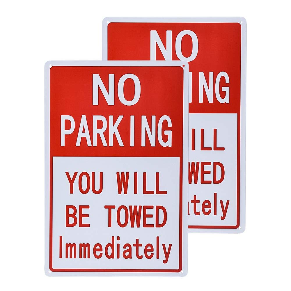 2 Pack Vintage Look Replica Metal Sign-12 x8 No Parking: You Will Be Towed Immediately Sign - Tin Sign Printed with Professional Graphics Easy to Mount Indoors & Outdoors
