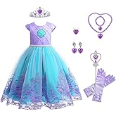 Princess Costume for Girls Birthday Party Outfit Halloween Cosplay Dress up with Accessories for 3T-12