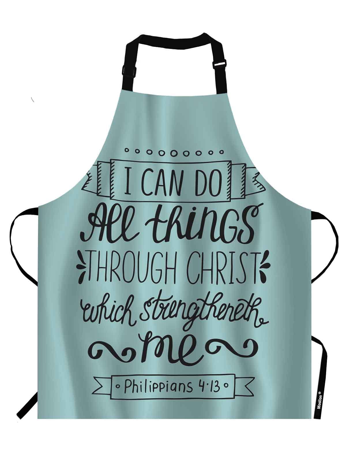 Moslion Bible Verse Apron,With I Can Do All Things Through Christ Christian Lettering Quote Apron,Adjustable Neck Bib for Men Women,Suitable for Kitchen Cooking Waitress Chef