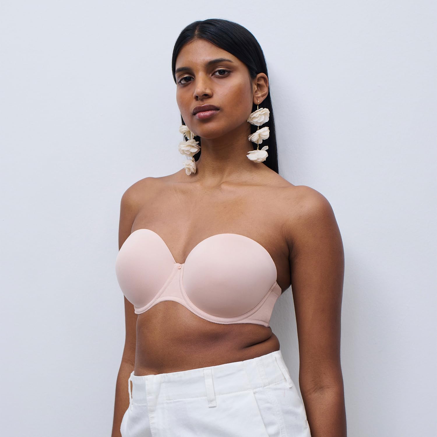 Condition photo showing As Is for chantelle women's comfort chic full bust strapless bra, rose, 30f