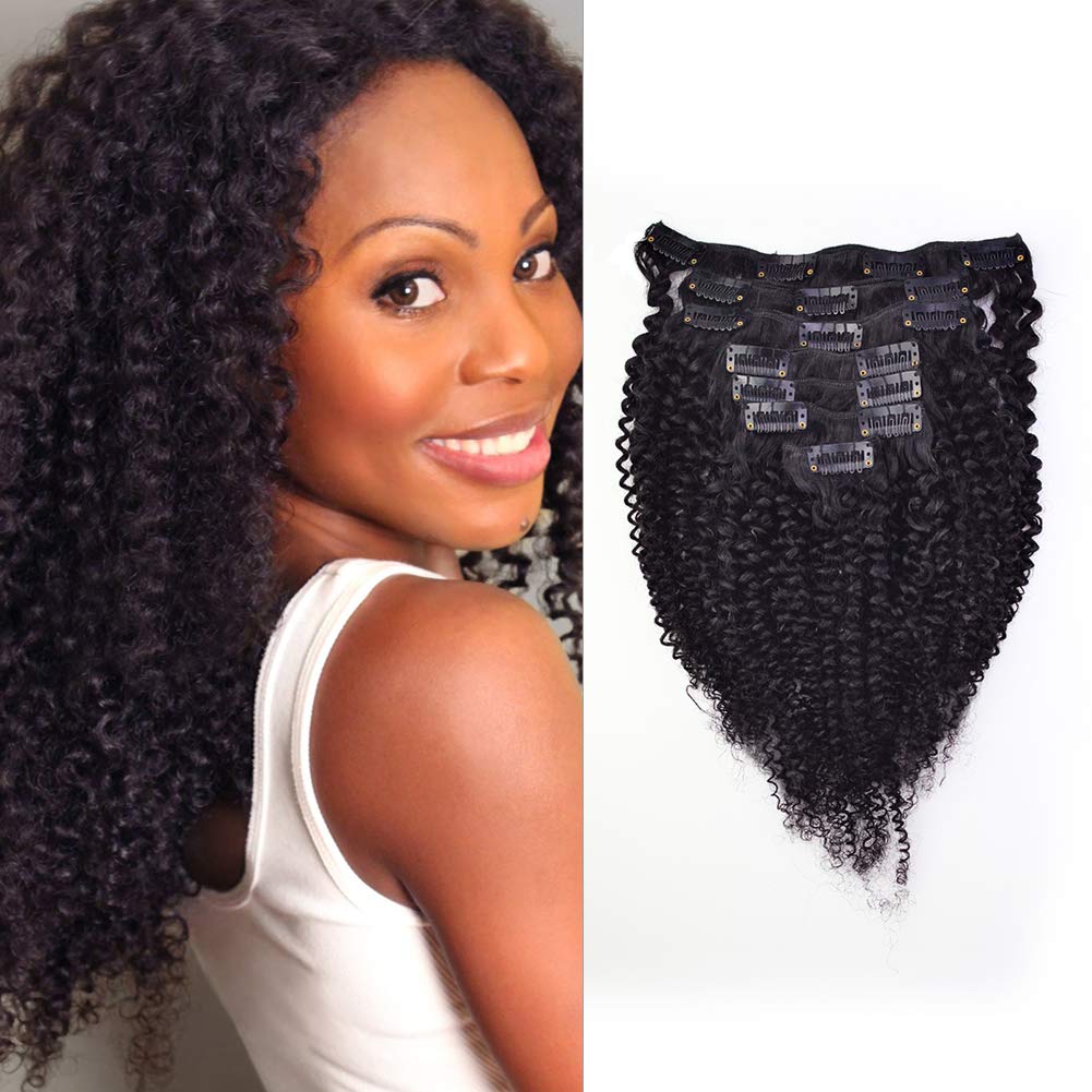 Amazon Com Well Beauty Kinkys Curly Clip In Hair Extensions