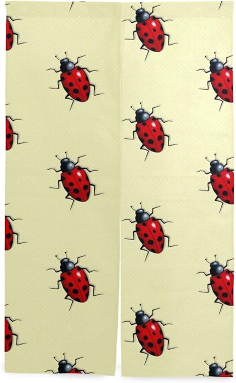 Amazon Co Jp のれん てんとう虫 黄色のテントウムシ柄 暖簾 ロング 遮光 のれん 玄関 キッチン リビング 飲食店 出入り口 幅86cm 丈143cm 突っ張り棒付き Home Kitchen