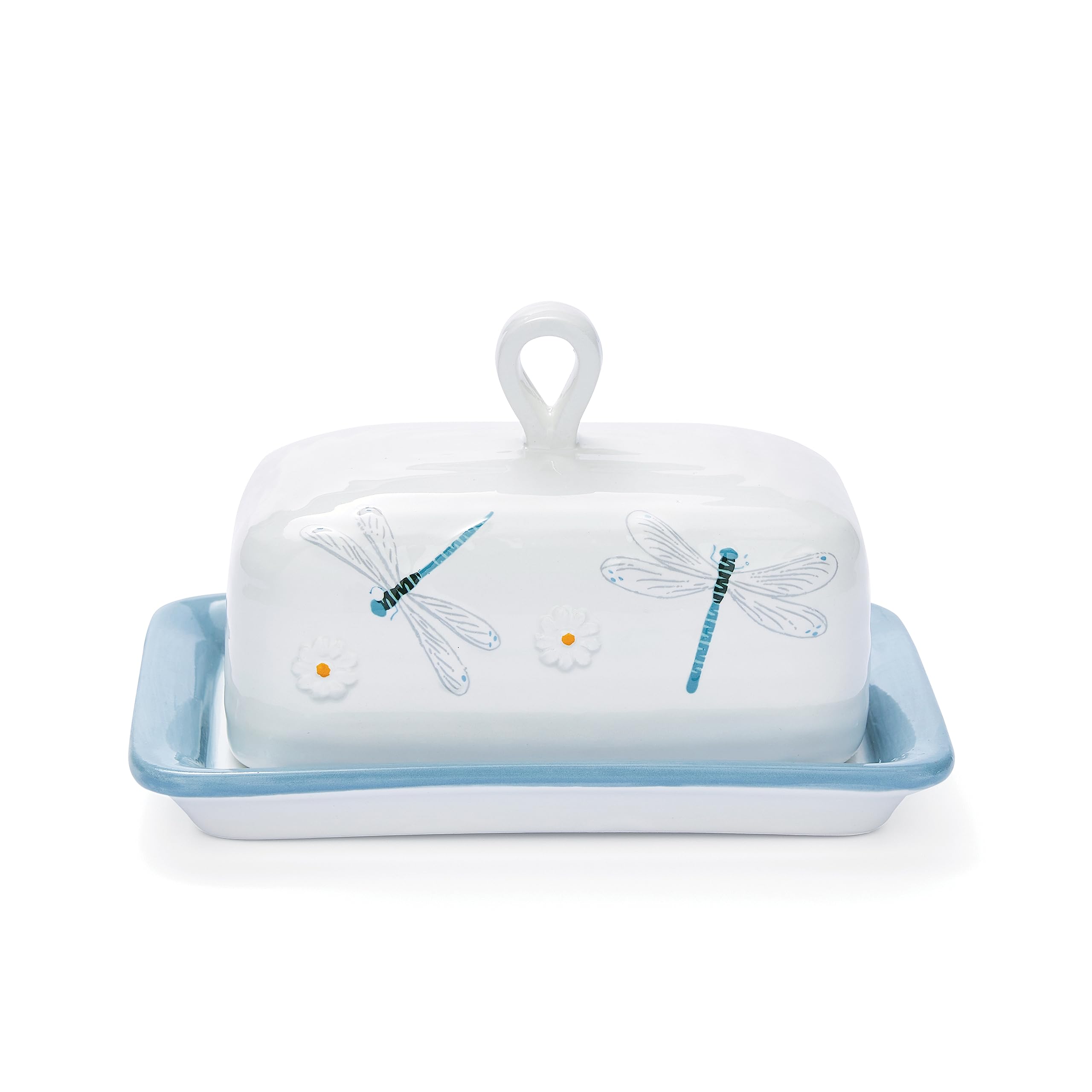 Cooksmart British Designed Ceramic Butter Dish with Lid | Large Butter Dish for All Types of Kitchens | Butter Dishes for All Sizes of Butter (English Meadow)