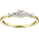BLOSSOM & HUE 18K Gold Plated Sterling Silver Cluster Ring | Marquise and Round CZ Wedding Ring | Delicate Gold Eternity Ring CZ Stackable Band