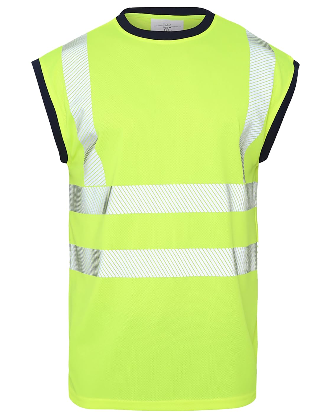 Mens Hi Vis Viz Heat Sealed Reflective Tape Vest Top Adults Crew Neck Work Wear Tank Top Sleeveless Summer Vest (Yellow Small)