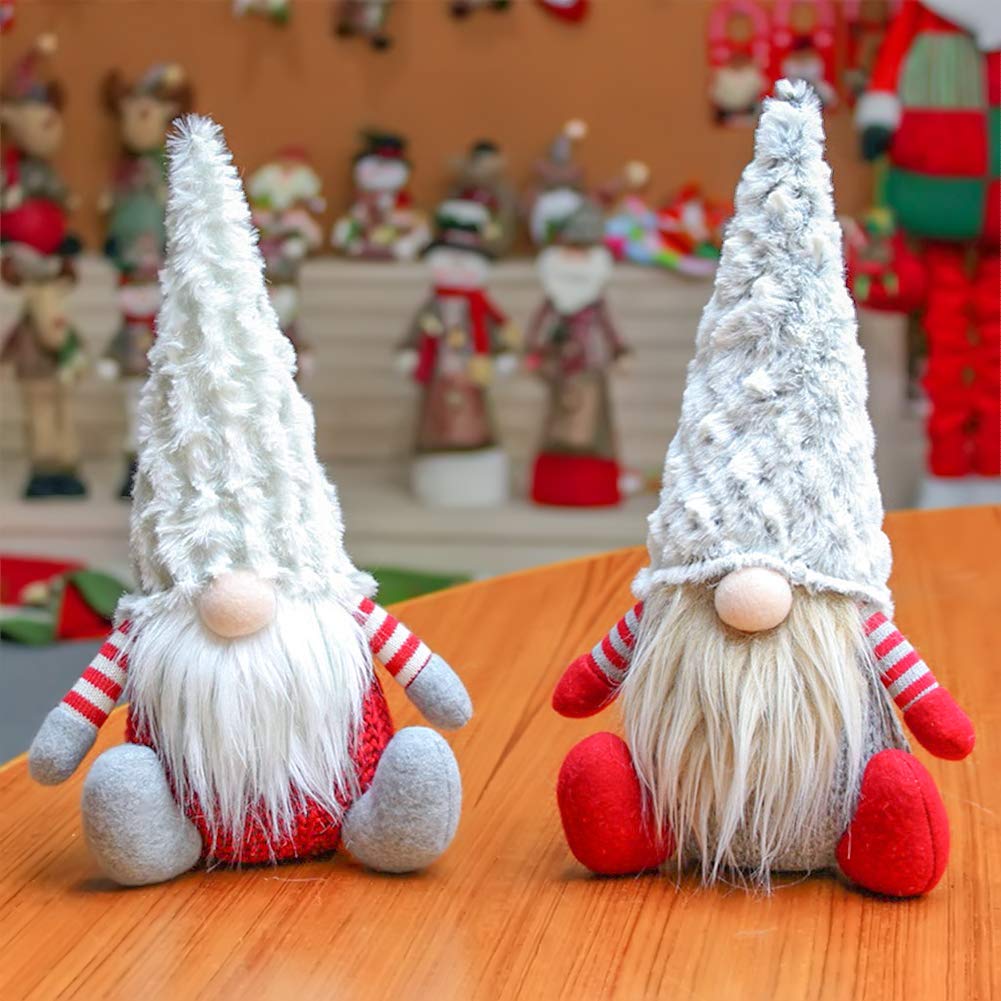 FuturePlusX Swedish Santa Gnome Plush, 2PCS Handmade Scandinavian Tomte Santa Scandinavian Gnome Plush for Christmas Santa Decoration Table Decor