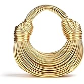 Creative Noodle Bag,Ladies Woven Handbag Shoulder Underarm Bag for Women Shoulder Bags PU Material Shoulder Messenger Bag (gold)