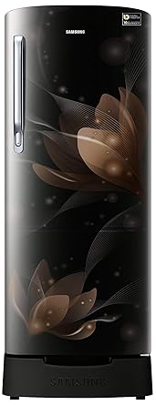 Samsung 212 L 4 Star Direct Cool Single Door Refrigerator(RR22N287YB8/NL, Blooming Saffron Black, Base Stand with Drawer, Inverter Compressor)