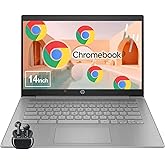HP Chromebook 14 Laptop, Intel Celeron, 4GB RAM 64GB eMMC (Optional Upgrade to 8GB 128GB), 14” HD Display, Webcam, Chrome OS, Long Battery Life, WiFi, Wireless Earbuds, Great for School, Work & Gifts