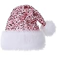 Slsxip Christmas Hat,Personalized Sequin Santa Hat,Halloween&New Year Festive Party Christmas Supplies headwear