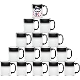 PIVOI 11oz Sublimation Blank Ceramic Coffee Mugs Case of 36 Ideal for Crafts and Printing 11oz Sublimation Ceramic Blank Coffee Cups (Black Magic Mug, Pack of 36)