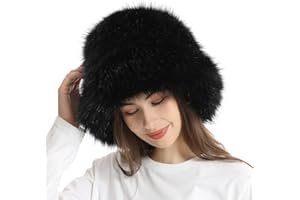 CAISSIP Fuzzy Bucket Hat Y2k Fashion Warm Winter Hat Fluffy Furry Plush Faux Fur Hats Fishing Hat Bucket Hats for Women 2024