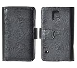 Leegoal Black Litchi Print Synthetic Leather Folio Foldable Wallet Case Cover with Card Slots for Samsung Galaxy S5 I9600