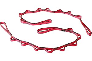 DASKING 23KN (5070 lbs) Heavy Duty Climbing Straps - 2 Pack Adjustable Daisy Chain Webbing for Aerial Yoga, Hammock, Fitness & Rigging - CE/EN566 Certified, Red/Grey