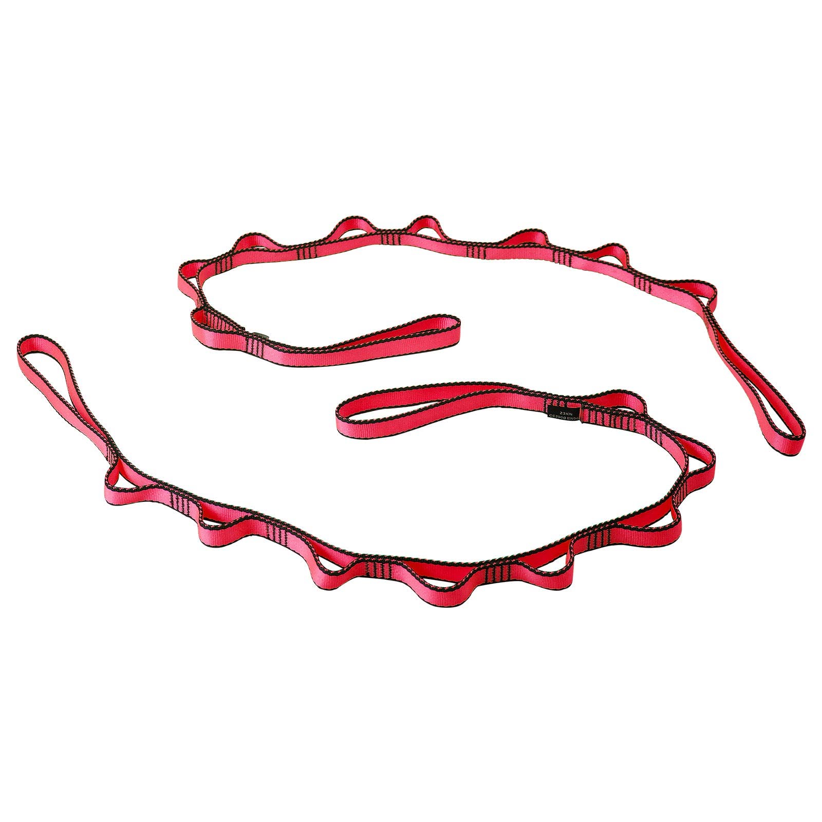 DASKING Daisy Chain 2 Pack, 110cm Yoga Hammock Extension Strap, 23KN Strong Multi Loops Adjustable Nylon Yoga Exercise Band for Stretching, Pilates, Fitness Workout - Red