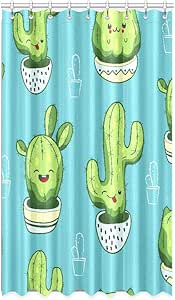 WJJSXKA Cortinas de Ventana Cute Kawaii Cactus Succulents Kithcen