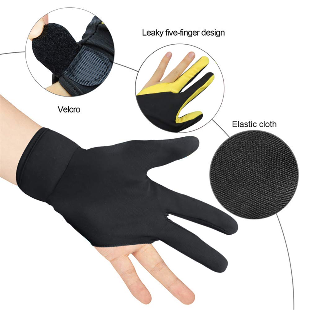 Pool Glove for Man Women, 3 Fingers Elastic Billiards Glove for Shooters Carom Pool Snooker Cue Sport (Left Hand, 7\'\'-8.3\'\')