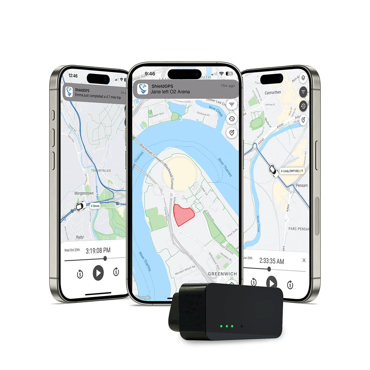 ShieldGPS Hidden Mini GPS Tracker for Cars & Vehicles, No Subscription Fees - OBD Device for Tracking, Anti Theft, Fleet Management and Surveillance (OB22 + 12months)